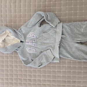 GAP Kids Gray Hoodie Set with Lavender Details